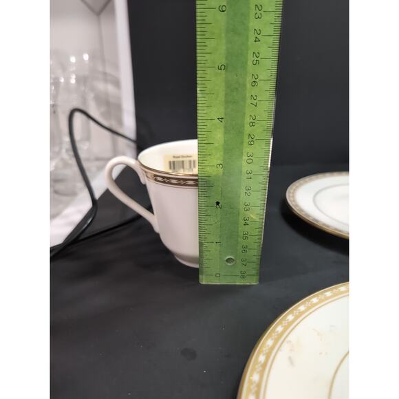 Royal Doulton Cotillion Set, Cream & Marble Border Gold Trim, 5 Piece Collection - Picture 9 of 10